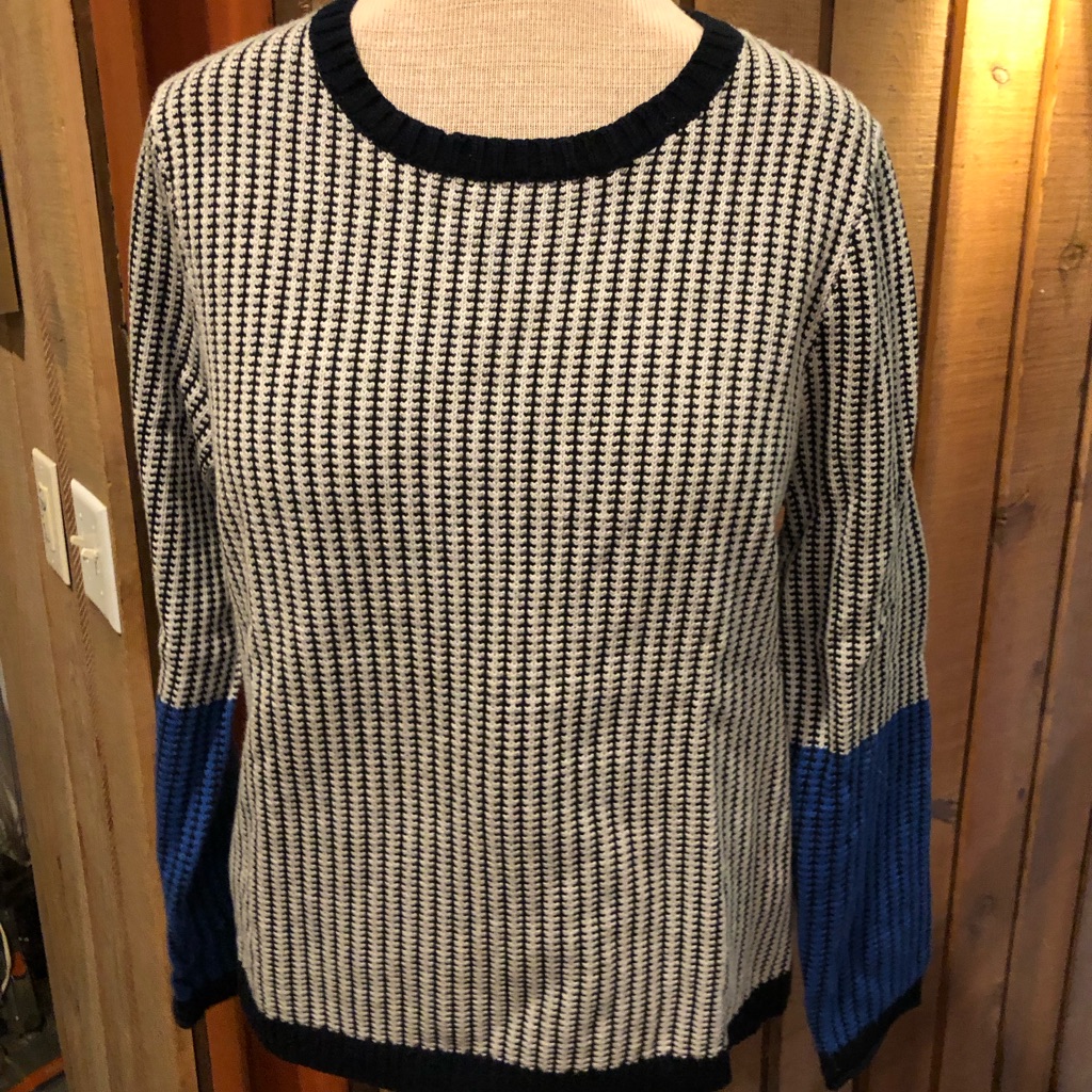 Lisa Todd Black And White Striped Crewneck Sweater